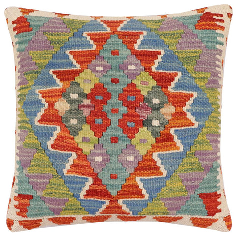 handmade Traditional Pillow Rust Blue Hand-made SQUARE 100% WOOL Hand woven turkish pillow2 x 2