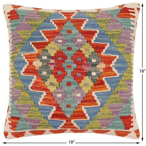 handmade Traditional Pillow Rust Blue Hand-made SQUARE 100% WOOL Hand woven turkish pillow2 x 2