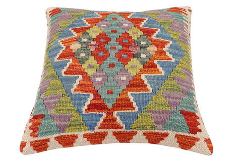 handmade Traditional Pillow Rust Blue Hand-made SQUARE 100% WOOL Hand woven turkish pillow2 x 2
