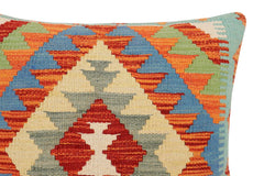 handmade Traditional Pillow Rust Blue Hand-made SQUARE 100% WOOL Hand woven turkish pillow2' x 2'