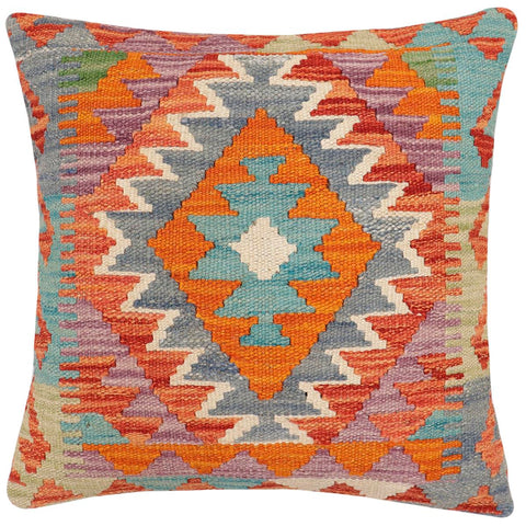 handmade Traditional Pillow Rust Blue Hand-made SQUARE 100% WOOL Hand woven turkish pillow2 x 2