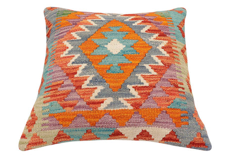 handmade Traditional Pillow Rust Blue Hand-made SQUARE 100% WOOL Hand woven turkish pillow2 x 2