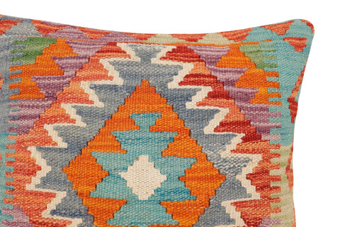 handmade Traditional Pillow Rust Blue Hand-made SQUARE 100% WOOL Hand woven turkish pillow2 x 2