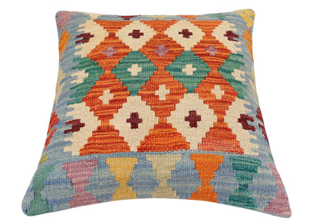 handmade Traditional Pillow Rust Blue Hand-made SQUARE 100% WOOL Hand woven turkish pillow2 x 2
