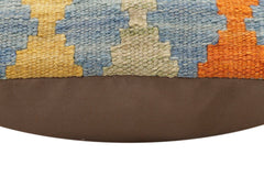handmade Traditional Pillow Rust Blue Hand-made SQUARE 100% WOOL Hand woven turkish pillow2' x 2'