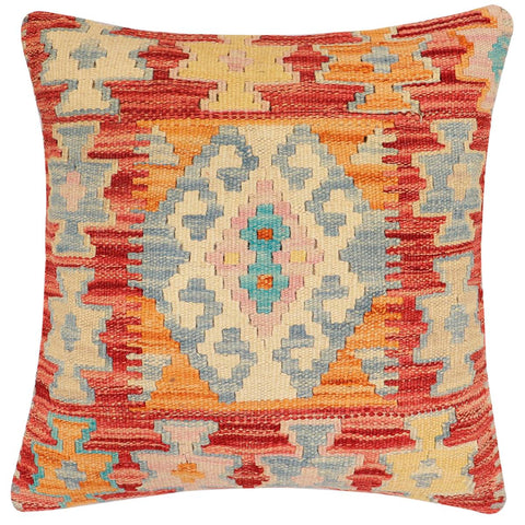 handmade Traditional Pillow Rust Blue Hand-made SQUARE 100% WOOL Hand woven turkish pillow2 x 2