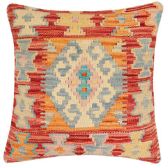 handmade Traditional Pillow Rust Blue Hand-made SQUARE 100% WOOL Hand woven turkish pillow2' x 2'