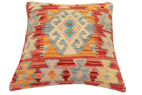 handmade Traditional Pillow Rust Blue Hand-made SQUARE 100% WOOL Hand woven turkish pillow2 x 2