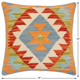 handmade Traditional Pillow Rust Blue Hand-made SQUARE 100% WOOL Hand woven turkish pillow2' x 2'