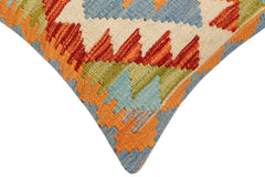 handmade Traditional Pillow Rust Blue Hand-made SQUARE 100% WOOL Hand woven turkish pillow2' x 2'