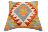 handmade Traditional Pillow Rust Blue Hand-made SQUARE 100% WOOL Hand woven turkish pillow2' x 2'