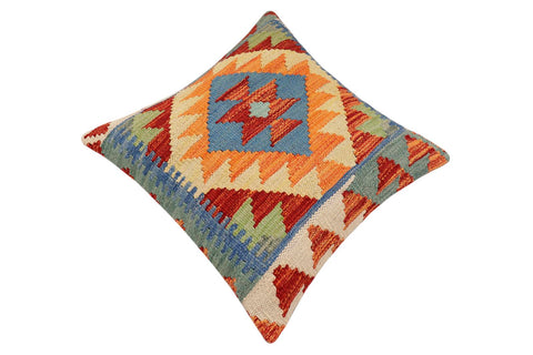 handmade Traditional Pillow Rust Blue Hand-made SQUARE 100% WOOL Hand woven turkish pillow2 x 2