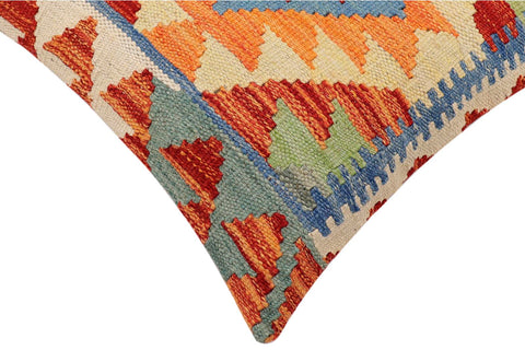 handmade Traditional Pillow Rust Blue Hand-made SQUARE 100% WOOL Hand woven turkish pillow2 x 2