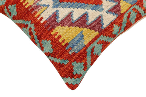 handmade Traditional Pillow Rust Blue Hand-Woven SQUARE 100% WOOL Hand woven turkish pillow2 x 2