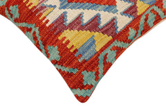 handmade Traditional Pillow Rust Blue Hand-Woven SQUARE 100% WOOL Hand woven turkish pillow2' x 2'