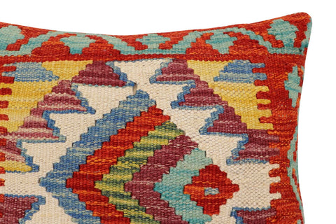 handmade Traditional Pillow Rust Blue Hand-Woven SQUARE 100% WOOL Hand woven turkish pillow2 x 2