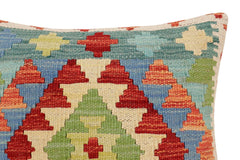 handmade Traditional Pillow Rust Blue Hand-Woven SQUARE 100% WOOL Hand woven turkish pillow2' x 2'