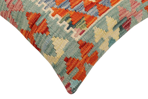handmade Traditional Pillow Rust Blue Hand-Woven SQUARE 100% WOOL Hand woven turkish pillow2 x 2