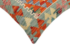 handmade Traditional Pillow Rust Blue Hand-Woven SQUARE 100% WOOL Hand woven turkish pillow2' x 2'