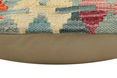 handmade Traditional Pillow Rust Blue Hand-Woven SQUARE 100% WOOL Hand woven turkish pillow2' x 2'