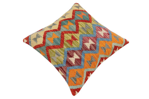 handmade Traditional Pillow Rust Blue Hand-Woven SQUARE 100% WOOL Hand woven turkish pillow2 x 2
