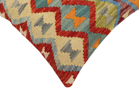 handmade Traditional Pillow Rust Blue Hand-Woven SQUARE 100% WOOL Hand woven turkish pillow2 x 2