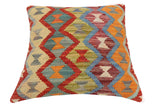 handmade Traditional Pillow Rust Blue Hand-Woven SQUARE 100% WOOL Hand woven turkish pillow2' x 2'