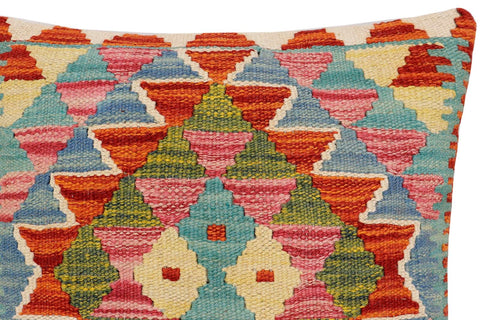 handmade Traditional Pillow Rust Blue Hand-Woven SQUARE 100% WOOL Hand woven turkish pillow2 x 2