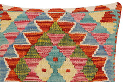 handmade Traditional Pillow Rust Blue Hand-Woven SQUARE 100% WOOL Hand woven turkish pillow2' x 2'