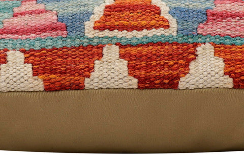 handmade Traditional Pillow Rust Blue Hand-Woven SQUARE 100% WOOL Hand woven turkish pillow2 x 2