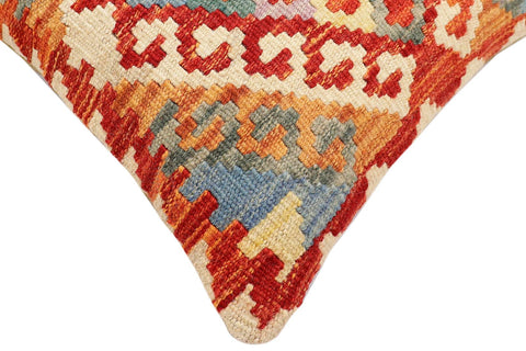 handmade Traditional Pillow Rust Blue Hand-Woven SQUARE 100% WOOL Hand woven turkish pillow2 x 2