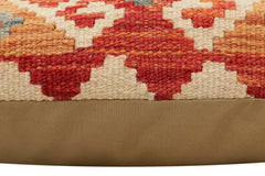 handmade Traditional Pillow Rust Blue Hand-Woven SQUARE 100% WOOL Hand woven turkish pillow2' x 2'
