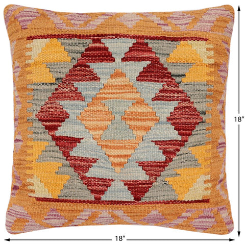 handmade Traditional Pillow Red Blue Hand-Woven SQUARE 100% WOOL Hand woven turkish pillow2 x 2