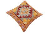 handmade Traditional Pillow Red Blue Hand-Woven SQUARE 100% WOOL Hand woven turkish pillow2' x 2'