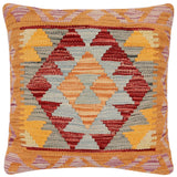 handmade Traditional Pillow Red Blue Hand-Woven SQUARE 100% WOOL Hand woven turkish pillow2' x 2'