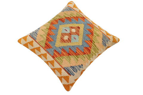 handmade Traditional Pillow Rust Blue Hand-Woven SQUARE 100% WOOL Hand woven turkish pillow2 x 2