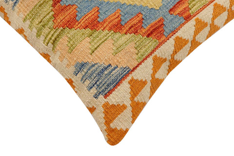 handmade Traditional Pillow Rust Blue Hand-Woven SQUARE 100% WOOL Hand woven turkish pillow2 x 2