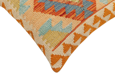 handmade Traditional Pillow Rust Blue Hand-Woven SQUARE 100% WOOL  Hand woven turkish pillow  2 x 2