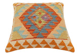 handmade Traditional Pillow Rust Blue Hand-Woven SQUARE 100% WOOL  Hand woven turkish pillow  2 x 2