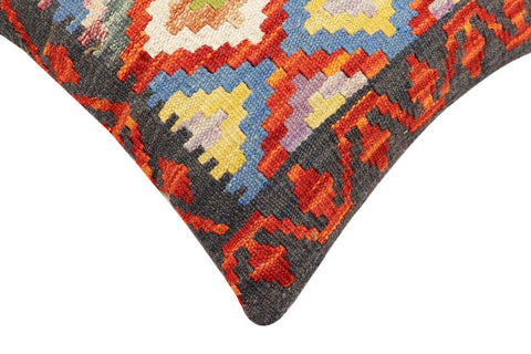 handmade Traditional Pillow Rust Charcoal Hand-Woven SQUARE 100% WOOL Hand woven turkish pillow2 x 2