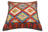 handmade Traditional Pillow Rust Charcoal Hand-Woven SQUARE 100% WOOL Hand woven turkish pillow2' x 2'