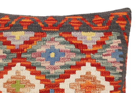 handmade Traditional Pillow Rust Charcoal Hand-Woven SQUARE 100% WOOL Hand woven turkish pillow2 x 2
