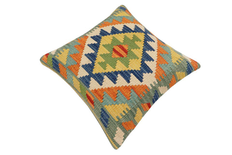 handmade Traditional Pillow Rust Blue Hand-Woven SQUARE 100% WOOL Hand woven turkish pillow2 x 2