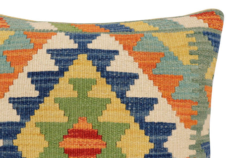 handmade Traditional Pillow Rust Blue Hand-Woven SQUARE 100% WOOL Hand woven turkish pillow2 x 2