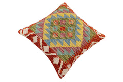 handmade Traditional Pillow Rust Blue Hand-Woven SQUARE 100% WOOL Hand woven turkish pillow2' x 2'