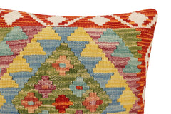 handmade Traditional Pillow Rust Blue Hand-Woven SQUARE 100% WOOL Hand woven turkish pillow2' x 2'