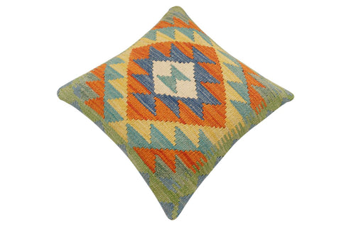 handmade Traditional Pillow Rust Blue Hand-Woven SQUARE 100% WOOL Hand woven turkish pillow2 x 2