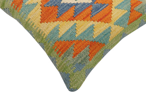 handmade Traditional Pillow Rust Blue Hand-Woven SQUARE 100% WOOL Hand woven turkish pillow2 x 2