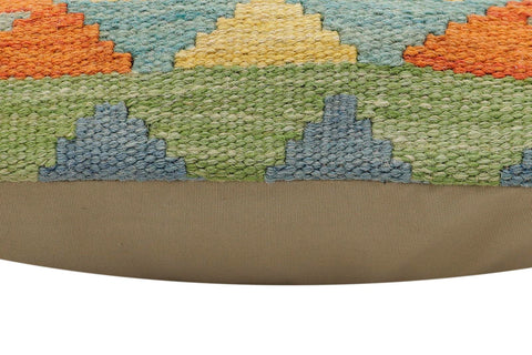 handmade Traditional Pillow Rust Blue Hand-Woven SQUARE 100% WOOL Hand woven turkish pillow2 x 2