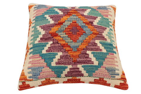 handmade Traditional Pillow Rust Blue Hand-Woven SQUARE 100% WOOL Hand woven turkish pillow2 x 2